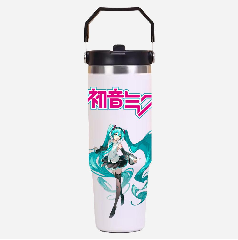 Tazza termica in acciaio inossidabile da 30 oz, stampa Anime Hatsune Miku, colore solido semplice, tazza per acqua, isolamento termico, tazza fredda per ghiaccio, regalo per bambini