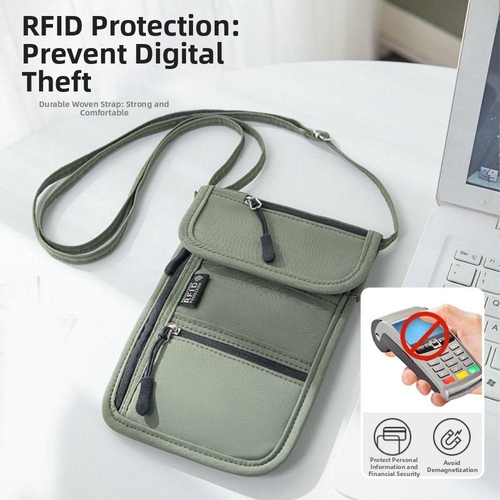 Oxford Stoff Umhänge-Handytasche RFID-Blockierung Lanyard Reisepass-Tasche Reisegebrauch