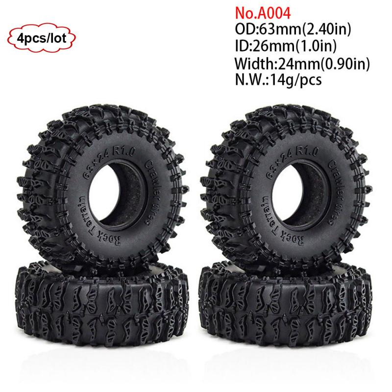 4PCS 1.0inch 57-67mm RC Crawler Tires Wheel Rim for 1/18 RC Rock Crawler Axial SCX24 Bronco AX24 TRX4M Defender FMS FCX18 FCX24