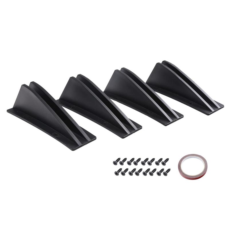 Universal Rear Bumper Lip Diffuser Shark F Bumper Shark F Cover Trim Spoiler -Black 4PCS