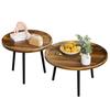 Tea Table Combo, Coffee Table Set, Round Side Table Set in 2 Sizes, Easy Assembly Nesting Coffee Tables, Mid Century Round Coffee Table