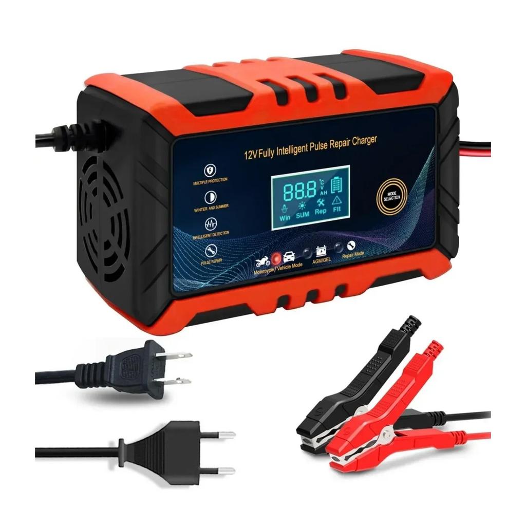 12V Intelligent Car Battery Charger - Pulse Repair, LCD Display, Suitable for Cars & Motorcycles&ship&Water Motorcycle