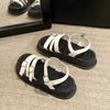 One-word buckle with muffin thick sole fashionable versatile sandals women's 2025 summer new models with skirts popular women's sandals