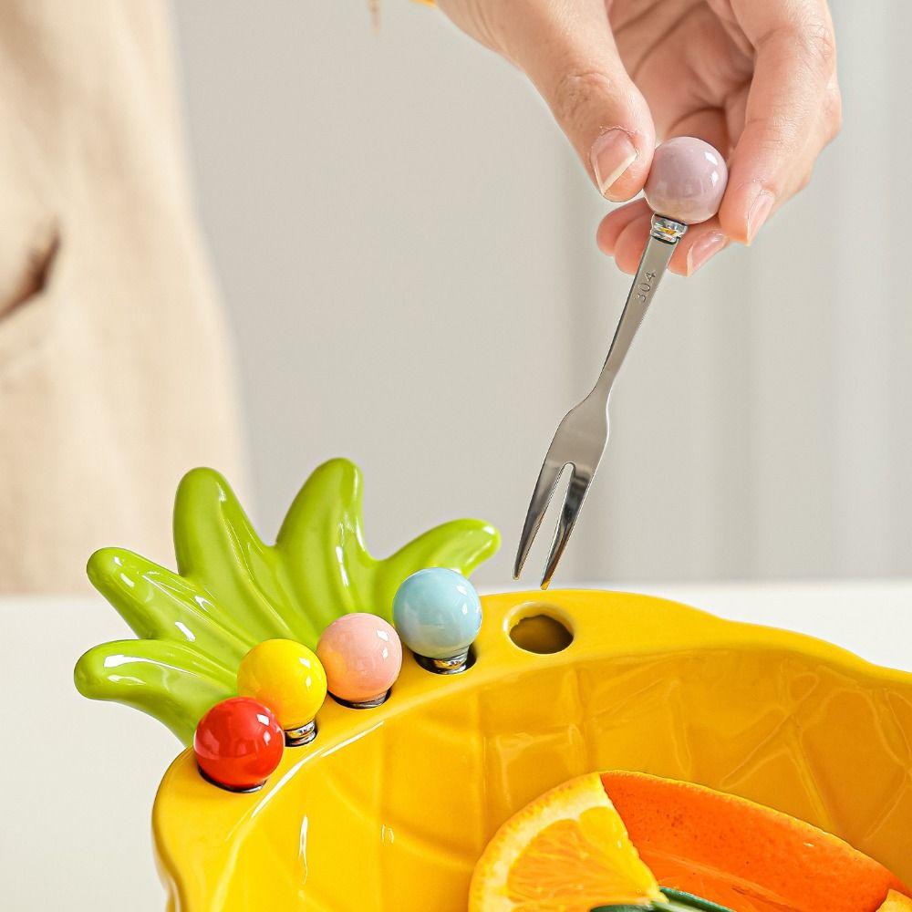 Cream-Style Fruit Serving Plate Reusable Ceramic Fruit Bowl Salad Dessert Bowl Kitchen Use