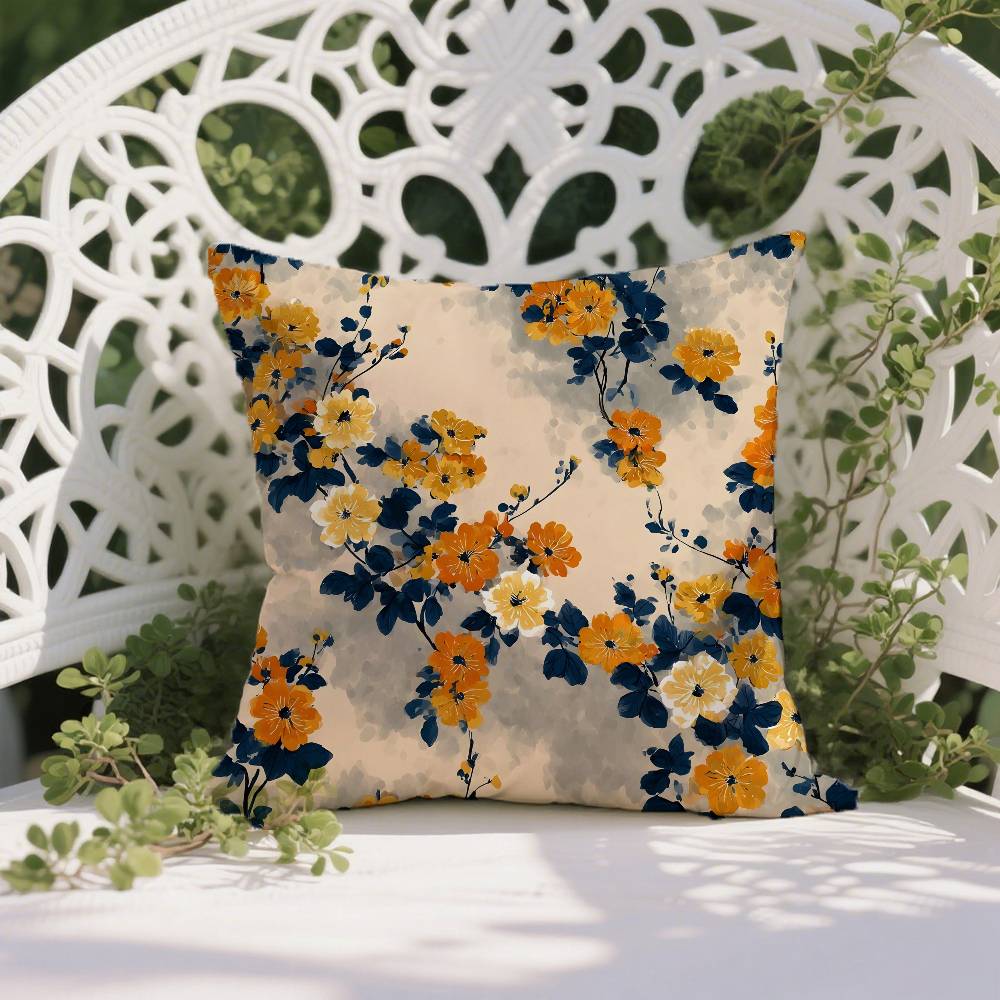 N-Niche Fresh Prints Style Art Pillow Case Anti-dustmite Pillowcase Invisible Zipper Silky Short Plush Sofa Cushion Cover