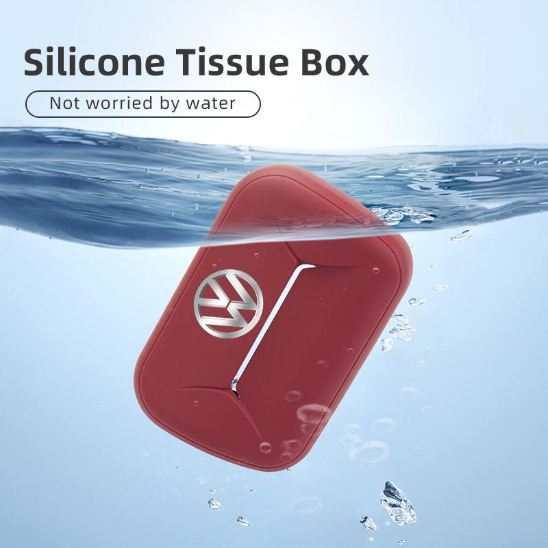 O2For Volkswagen VW Car Paper Storage Bag Silicone Handkerchief Box Tissue Case Passat Golf 4 5 6 Tiguan Polo Scirocco Jetta CC