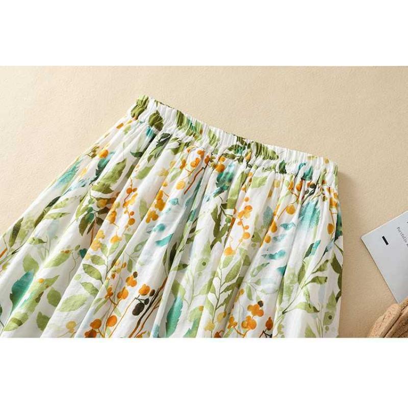 Summer A-Line Floral Big Hem Lined Half-body Skirt