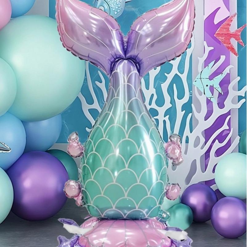 

Один базовый фольгированный шар «рыбий хвост» 127 см, фольгированный шар большого размера, подходит для тематических вечеринок, дней рождения и встреч с друзьями