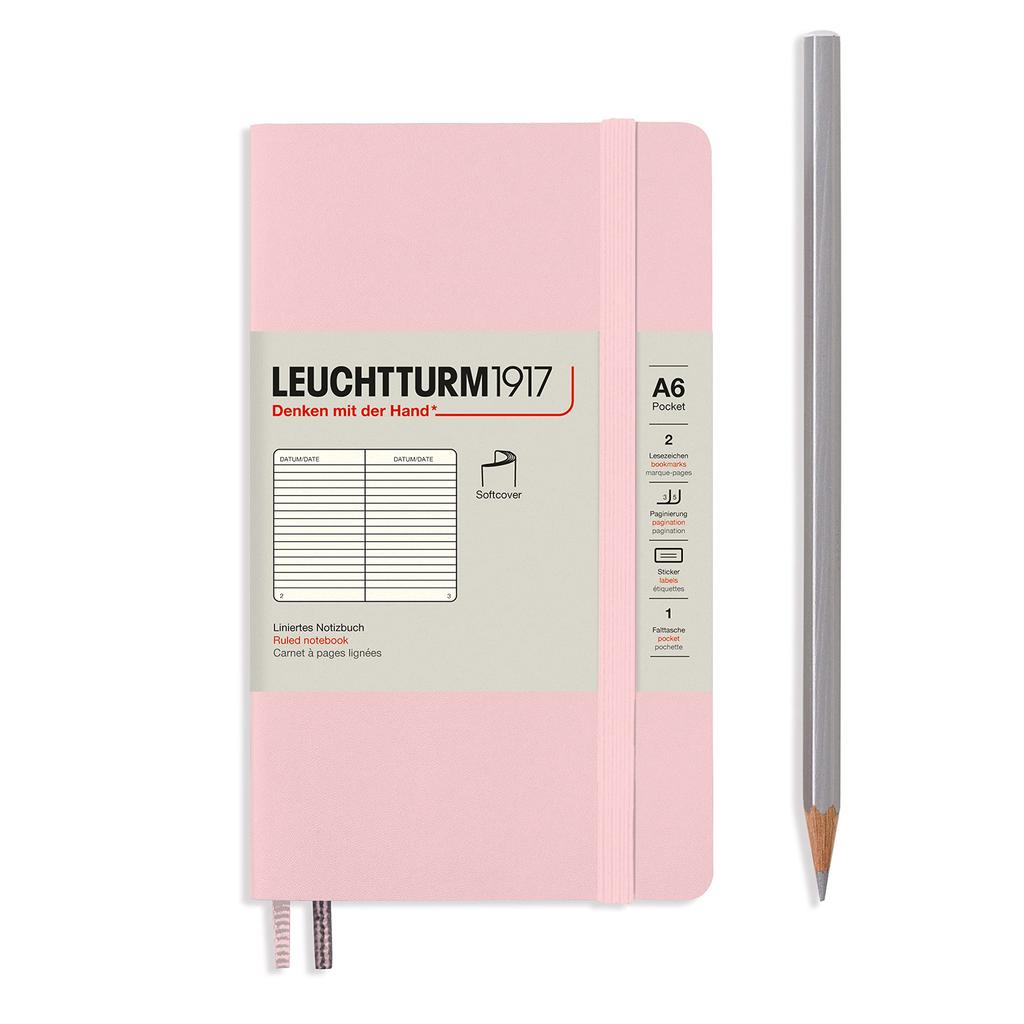 Leuchtturm Horizontal Soft Officially Imported Notebook, A6, Ruled, Cover, Powder, 363945,