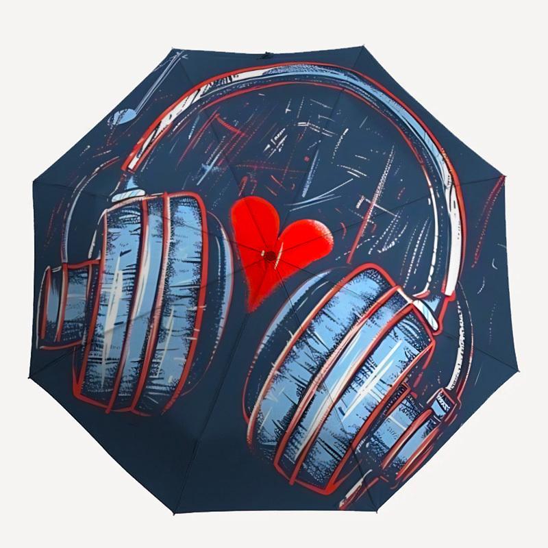 

1pc Music Love Automatic Folding Umbrella - Compact 8-Rib Design, Durable Plastic & Iron, Lightweight for Outdoor Daily Use271