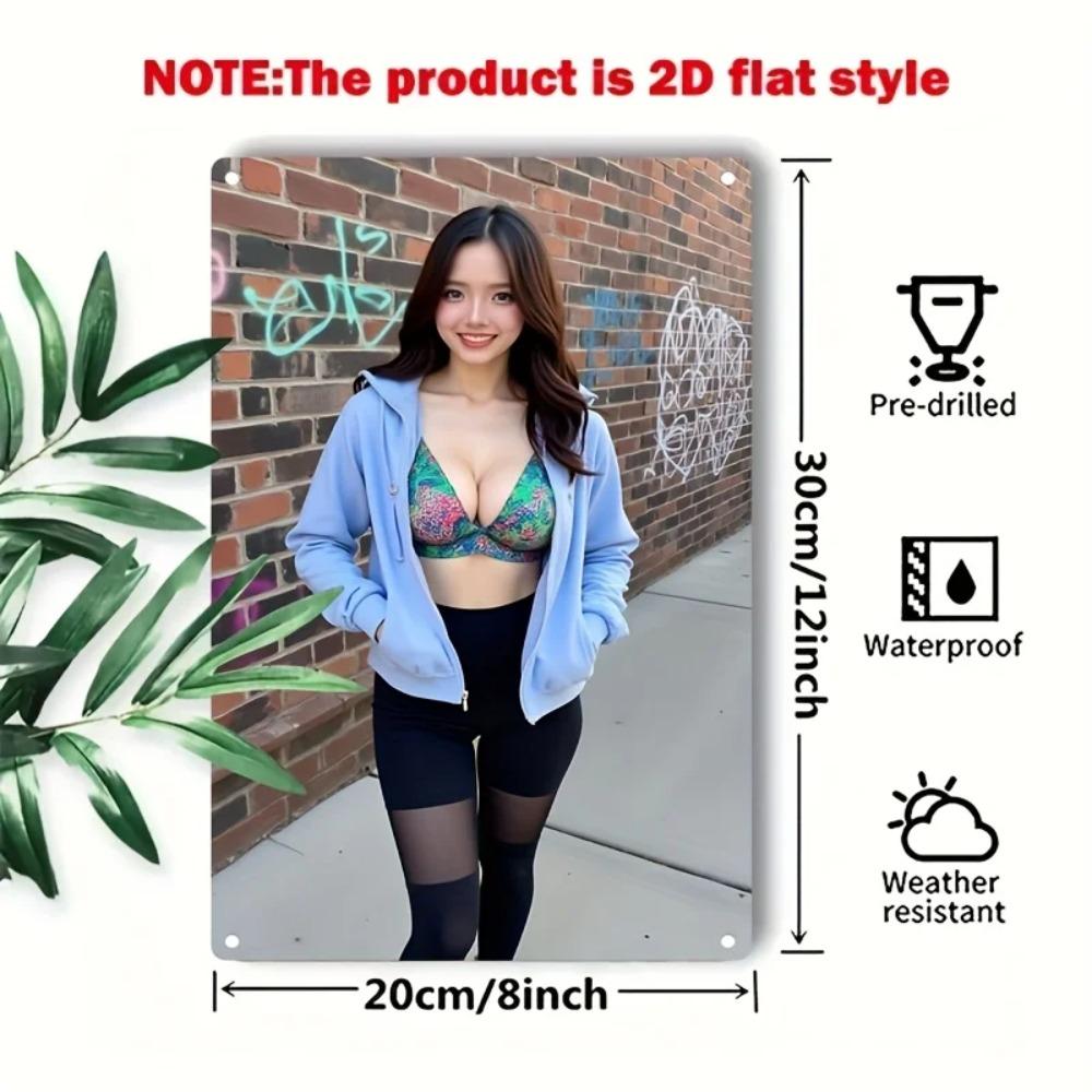 Metal Sign Floral Wall Decor Green Pink Asian Iron Art for Home Bar Cafe Christmas Gift