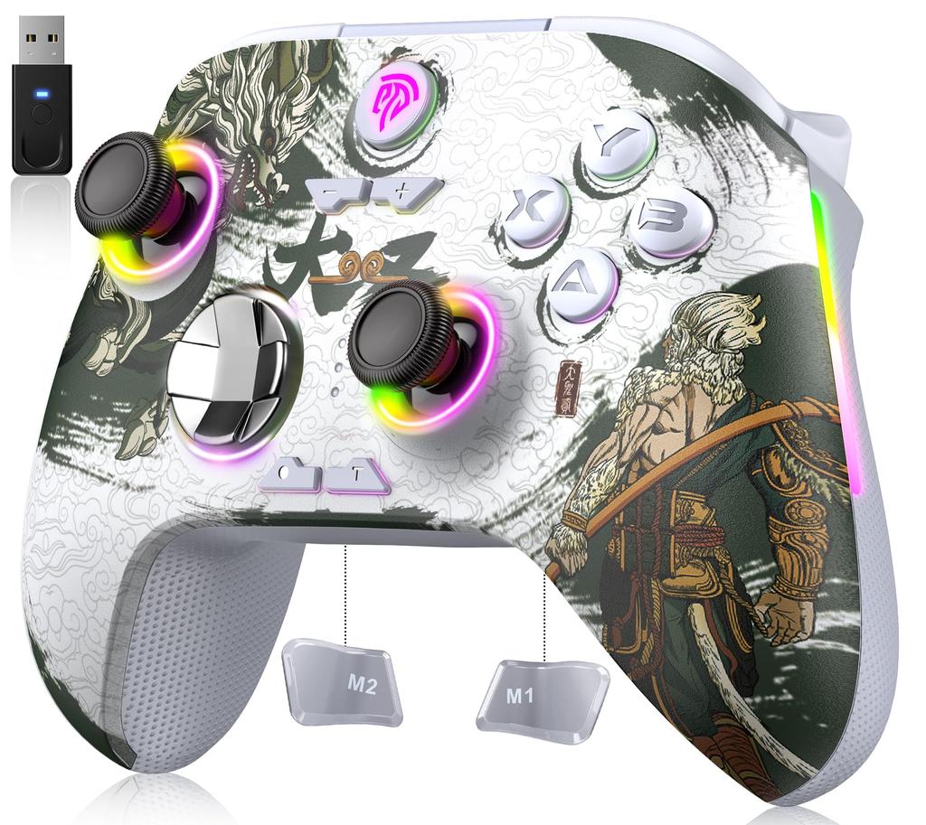 EasySMX PC Wireless Controller, RGB Backlit, Gamepad, Wireless Controller for Switch Joy-Cons, Windows PC, Switch, iOS, Android, and Steam Deck