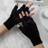 Soft Fabric Half Finger Gloves Velvet Material Short Gloves Elegant Fingerless Gloves For Women