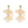 New Floral-style Fringed Fabric Earrings, Handcrafted, Niche Geometric Round Petal Earrings