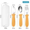 Silicone Handle 304 Stainless Steel Children's Knife, Fork and Spoon 3-piece Cutlery Children's Fork and Spoon Portable Tableware