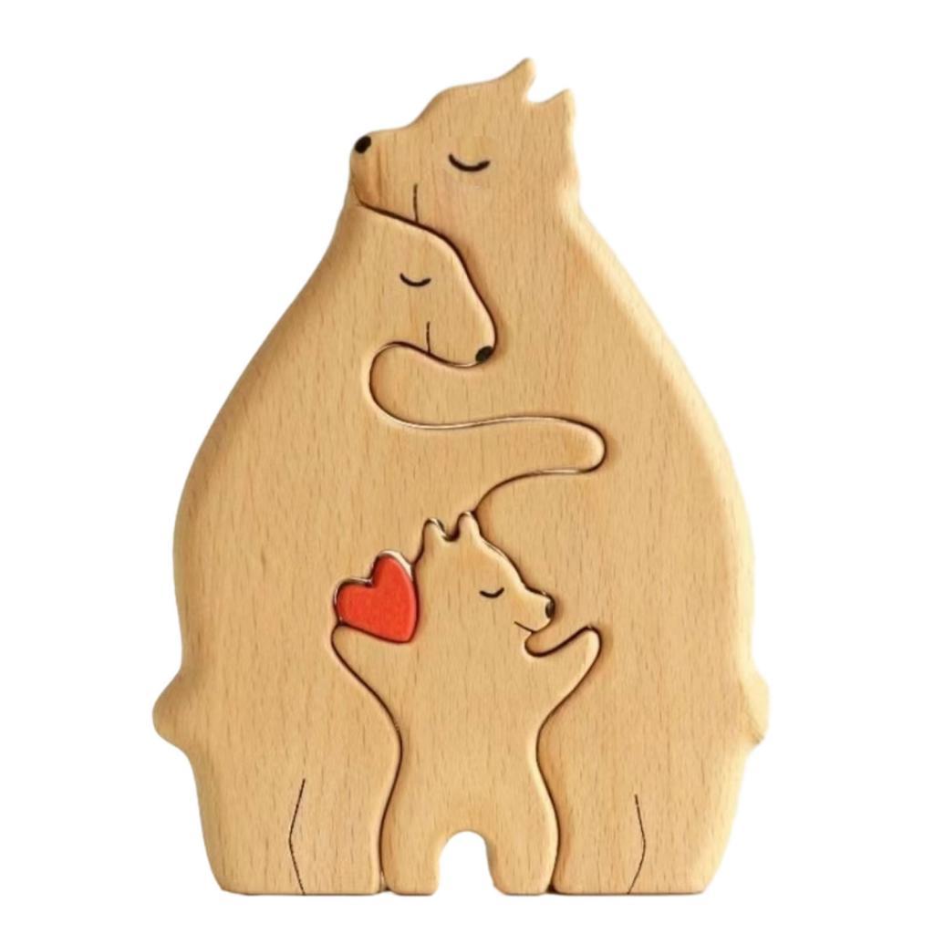 Wooden Bear Family Art Puzzle Wooden Bear Sculptures for Christmas