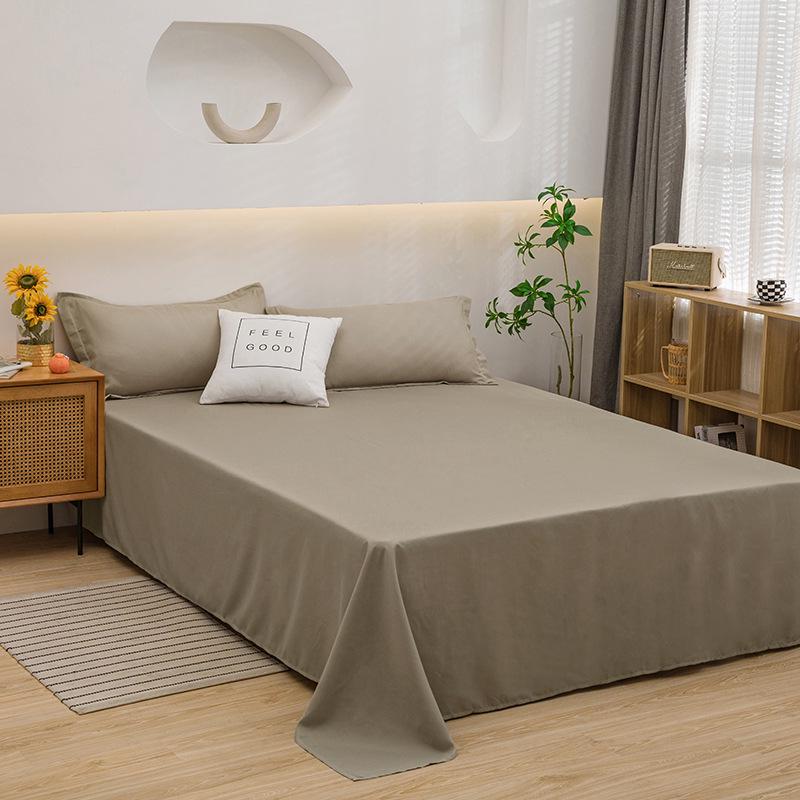 Solid Color Washed Cotton Bed Sheet Set - Fitted Sheet & Duvet Cover for Dorms