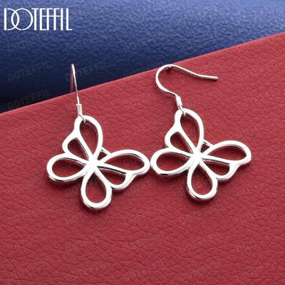 925 Sterling Silver Fashion Jewelry Butterfly Pendant Pierced Earrings