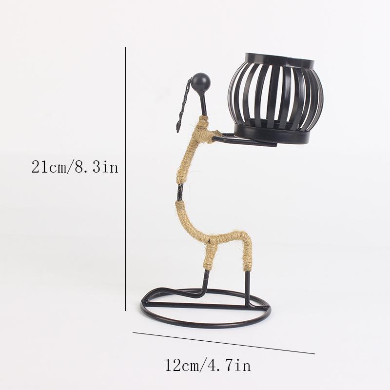 

Художественный кованый железный фонарь-подсвечник с пеньковой веревкой для домашнего декора