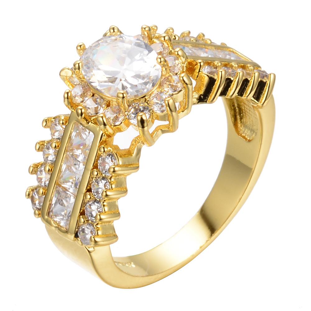 New European and American Purple Oval Zircon Ring with Micro Inlaid Electroplated Ring