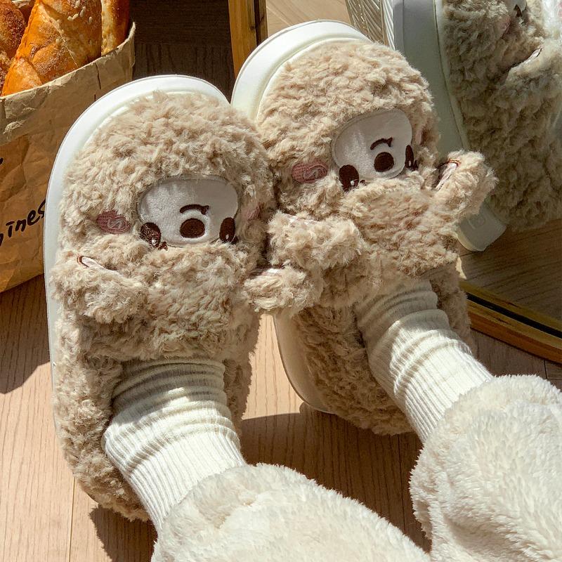 

Милые хлопковые тапочки женские осенне-зимние новые домашние комнатные плюшевые тапочки на толстой подошве с закрытым носком женские зимние 44 -45 [Suitable for sizes 43-44]