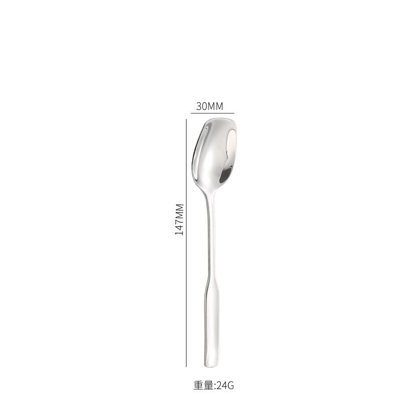 304 Stainless Steel Square-headed Spoon Long Handle Western Dining Teaspoon Coffee Dessert Spoons Silver Tableware