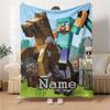 Custom Name Minecraft Theme Printed Blanket - Perfect for Couch, Bed, Travel & Outdoor Use | Machine Washable, Cozy & Durable.