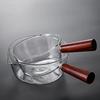Creative Wood Handle Glass Milk Pot Heat-resistant Heating Saucepan Transparent Mini Butter Warmer Pot Dormitory