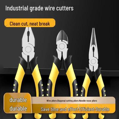 8" & 6" Industrial Grade Needle-Nose Pliers & Wire Cutters - High Hardness, Multi-functional, Household Angled Cutters.