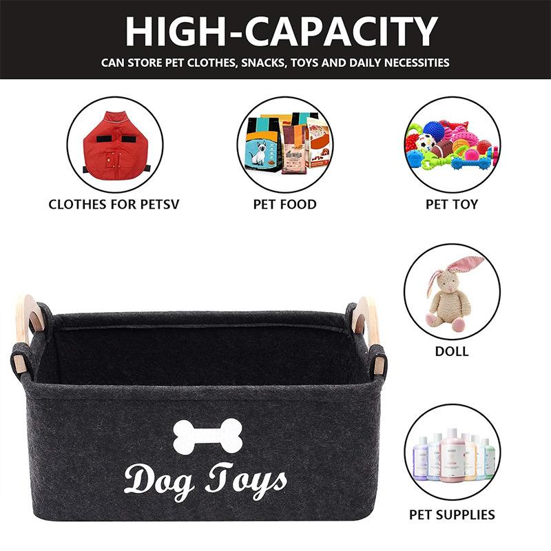 Wooden Handle Felt Toy Storage Box Multi-Functional Household Organizer Bag Laundry Basket Pet Cat And Dog Toy Storage Box