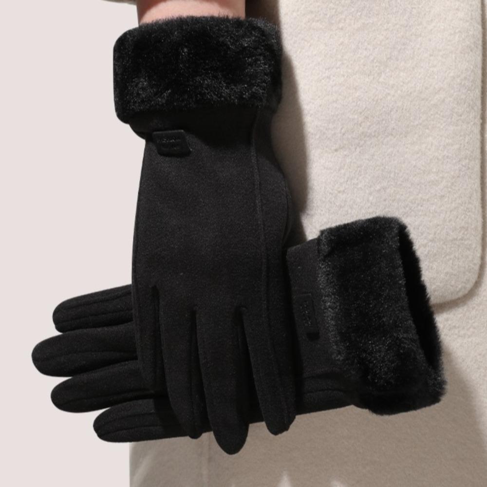 Damen Winterhandschuhe aus dickem Plüsch, modisch, warm, Wildleder, Outdoor, Guantes, Lady, Touchscreen, Fahrhandschuhe, Sport, Radfahren
