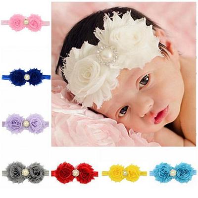 Bébé infantile enfant en bas âge fille fausse perle strass fleur bandeau bandeau cheveux coiffure