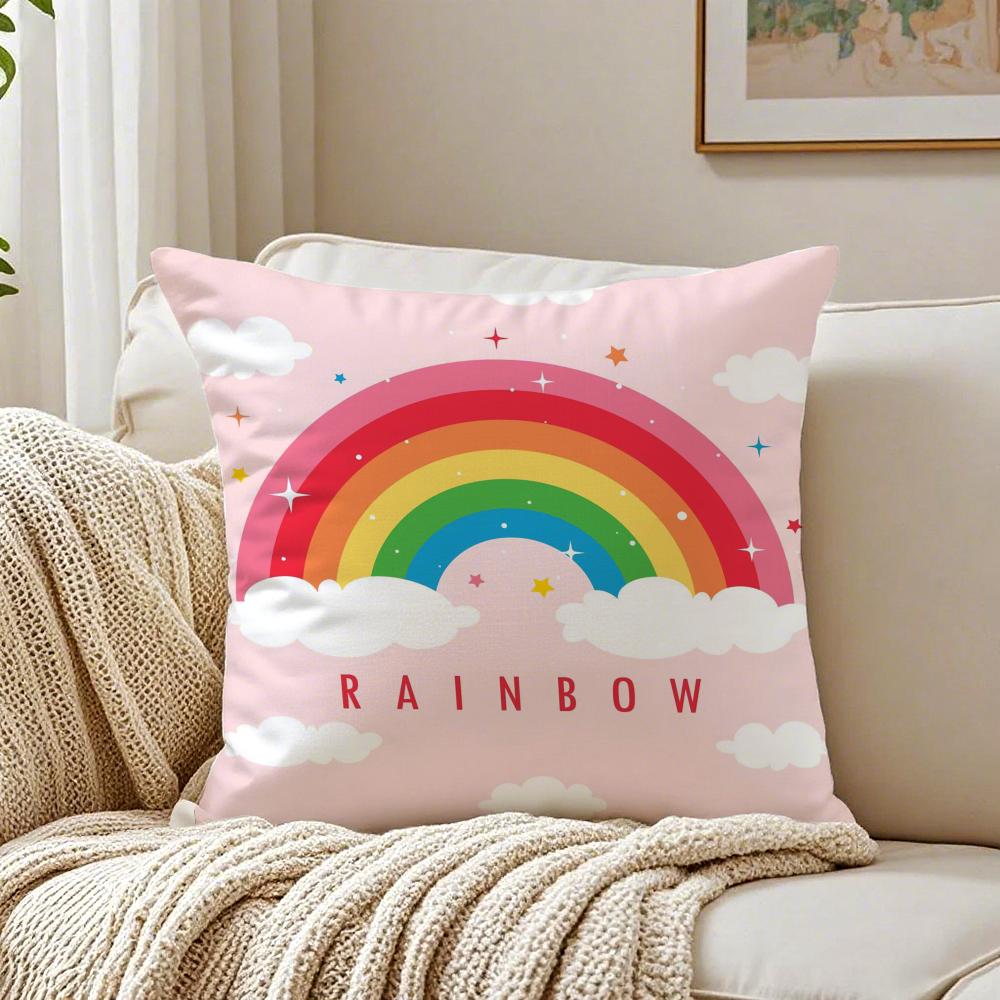 Warm Colorful Cheerful Art RRainbow Cushion Cover Pillowcase Antidustmite living Room Sofa Decor Cushion Room