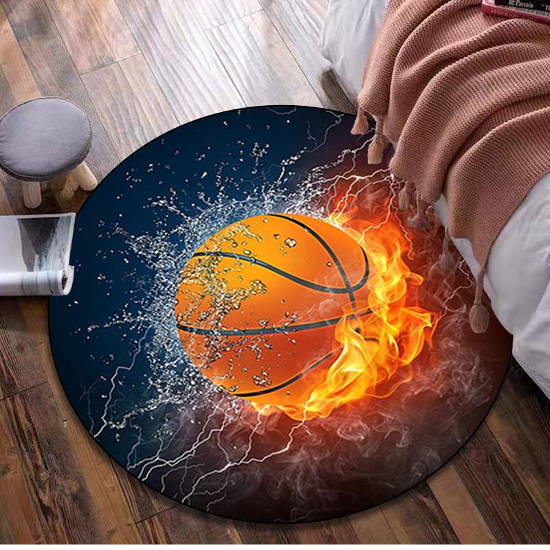 Fire And Water ball Circular Rug - Office Decorative Carpet For Living Room Bedroom Door Mat Floor Rug Computer Chair Area Rug