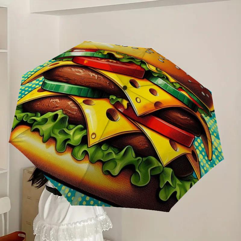 1pc Cheeseburger Automatic Open/Close Umbrella, Folding Compact Umbrella with Lightweight Design for Women/Men yy251028253