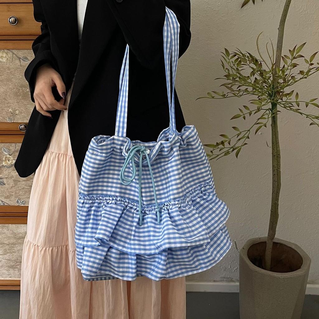 Solid Retro Color Grid Canvas Stylish Bag Stitch Details Everyday Travel Use