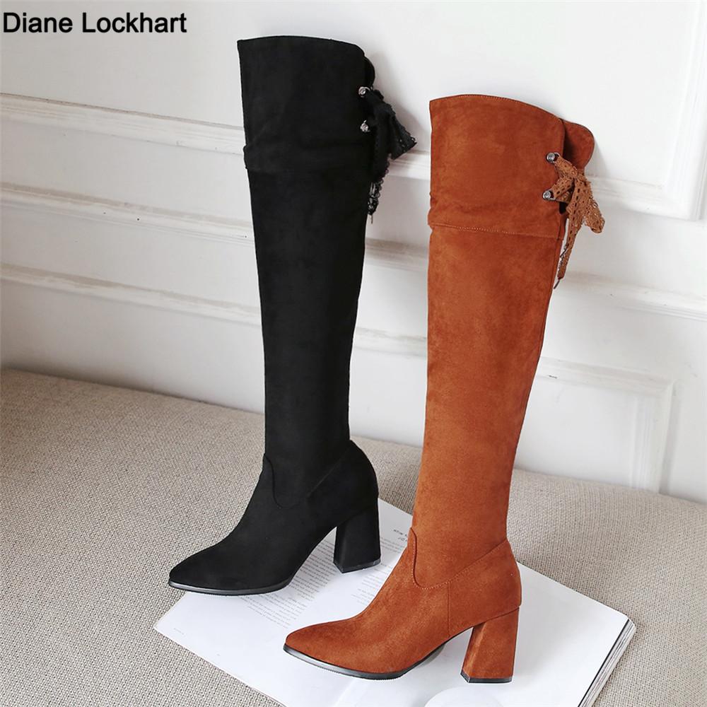 Fashion Fashion Flock Slim Boots Sexy Over The Knee High Women Fashion Winter Thigh High Boots Shoes Woman Fashion Botas Mujer Black
