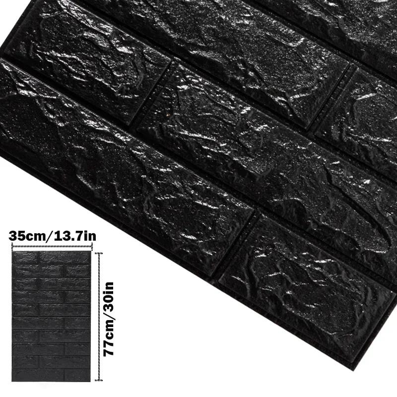 12pcs Foam 3D Thickened Wall Stickers Self-adhesive Decorative Waterproof Wallpaper for Living Room Bedroom Home Decoration