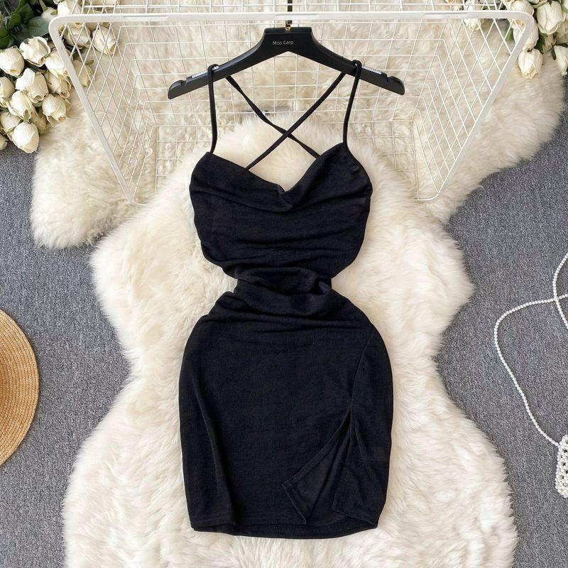 Internet Celebrity Ins Sexy Hollow-out Backless Sling Dress