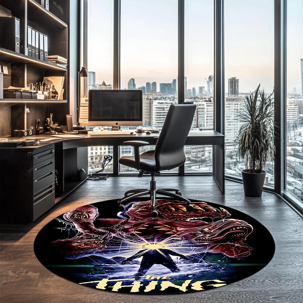 The Thing Printed Round Rug Carpet Chair Rug Area Rug Entryway Doormats,for Office Chair Living Room Bedroom Kitchen Room.