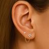 Factory  925 Sterling Silver Star Flower Double-layer Tassel Chain Stud Earrings Zircon Gold Plated Earrings for Women