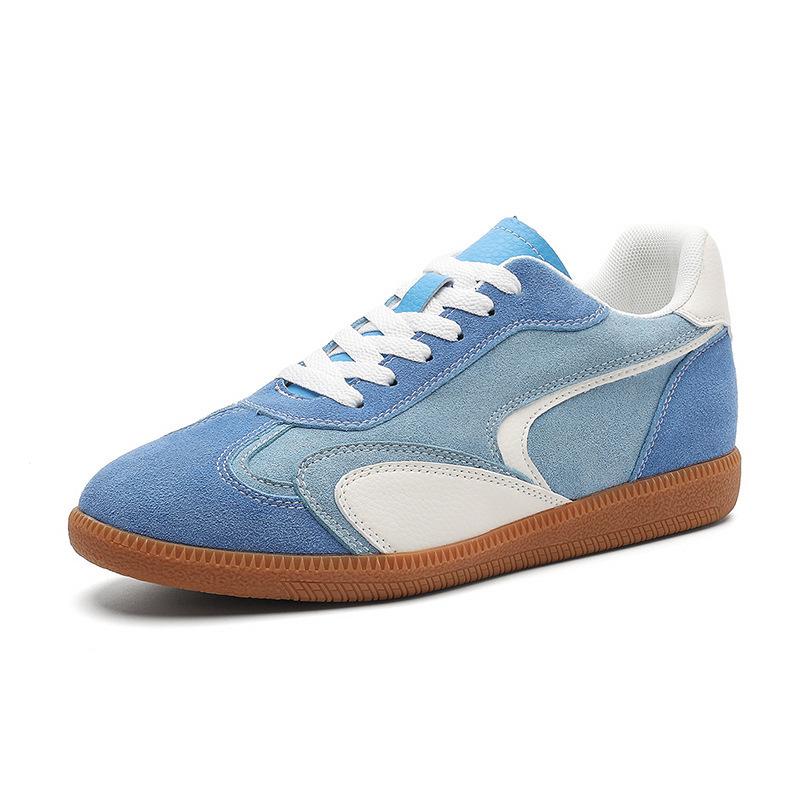 Fashion Inner Height Increase 5-7 Soft-Soled German Training Shoes Retro Splicing Leather Couple Board Shoes Platform Sports Casual Shoes