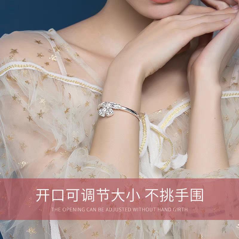 Pure Silver9999Lotus bracelet for women, adjustable open design, solid sterling silver bangle, gift for girlfriend, exquisite Chinese style