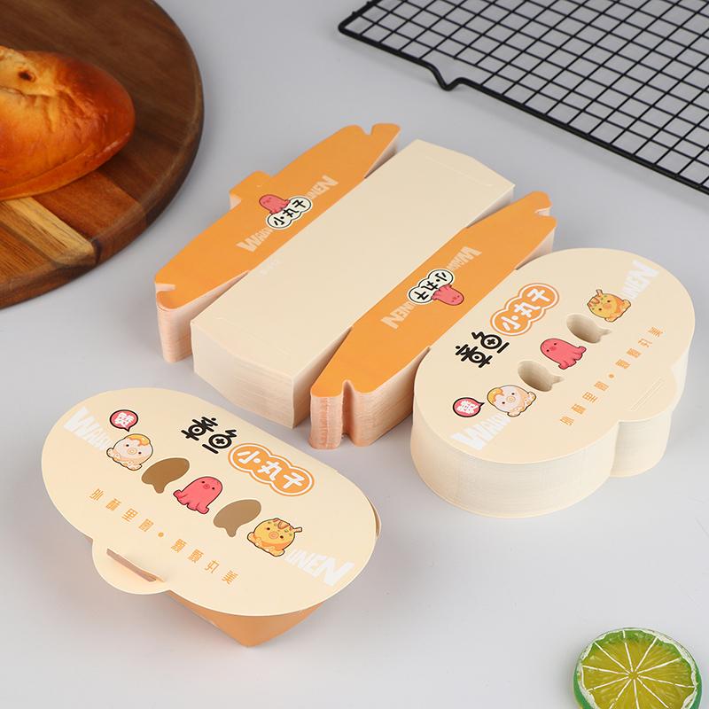 100Pcs Disposable Octopus Ball Packaging Box Japanese Street Food Takoyaki Takeaway Snack Fruit Box Packing Paper Container