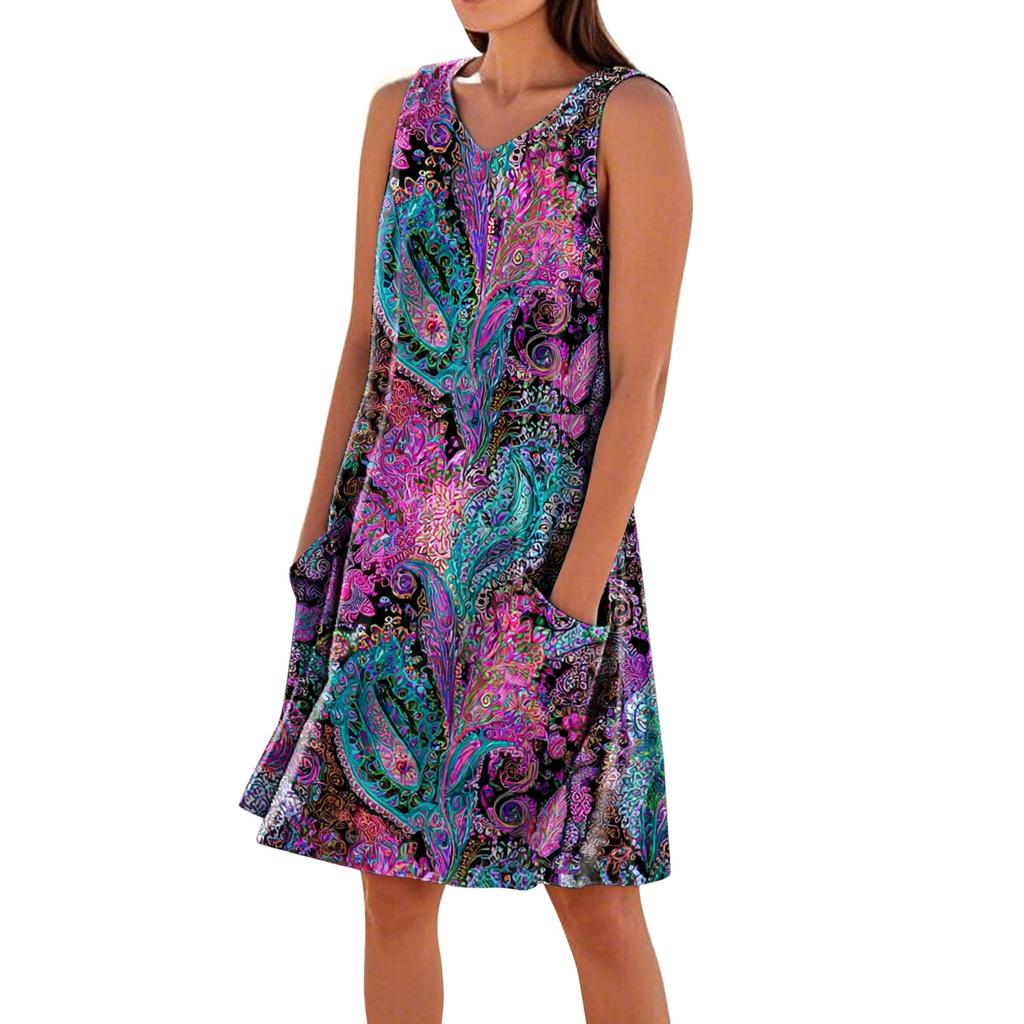 Summer Dresses for Women 2026 Casual Floral Dress Sleeveless Midi Dresses for Women Graduation Dress Suitable for Women