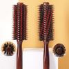 Boar Bristle Round Hair Brush Ergonomic Wooden Handle Men Women Hair Straightening Curling Volumizing Detangling Styling Comb