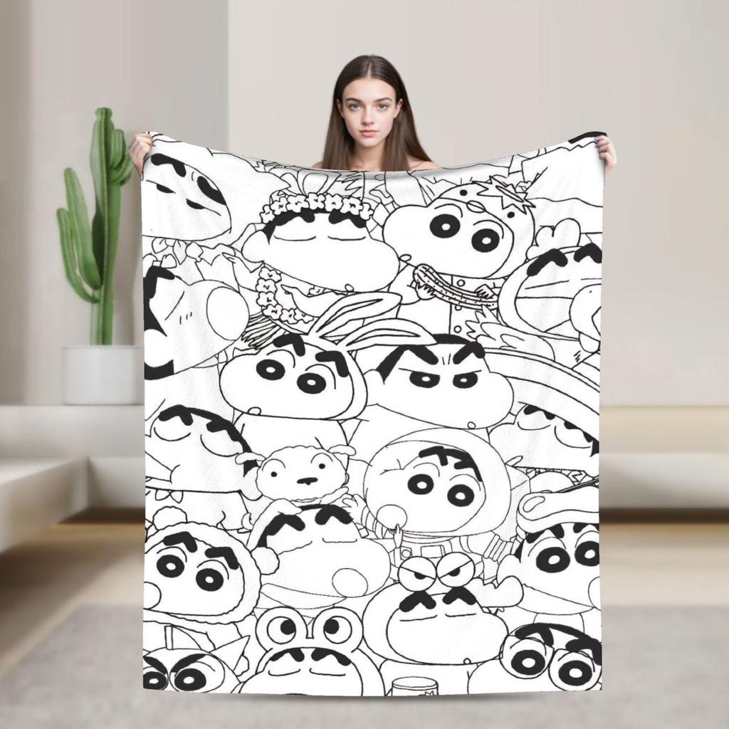 Crayons Shin Chans Anime Blankets Flannel Spring/Autumn Portable Warm Throw Blankets for Bedding Travel Plush Thin Quilt