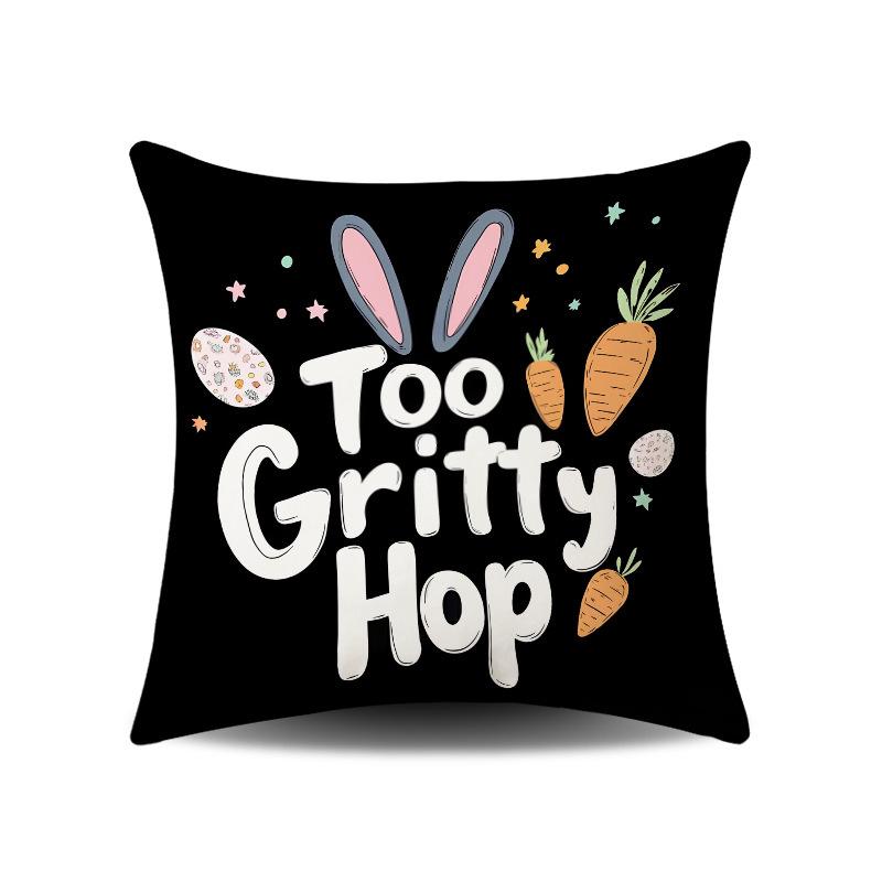 Easter Series Pillow Cover with Rabbit and Carrot Design