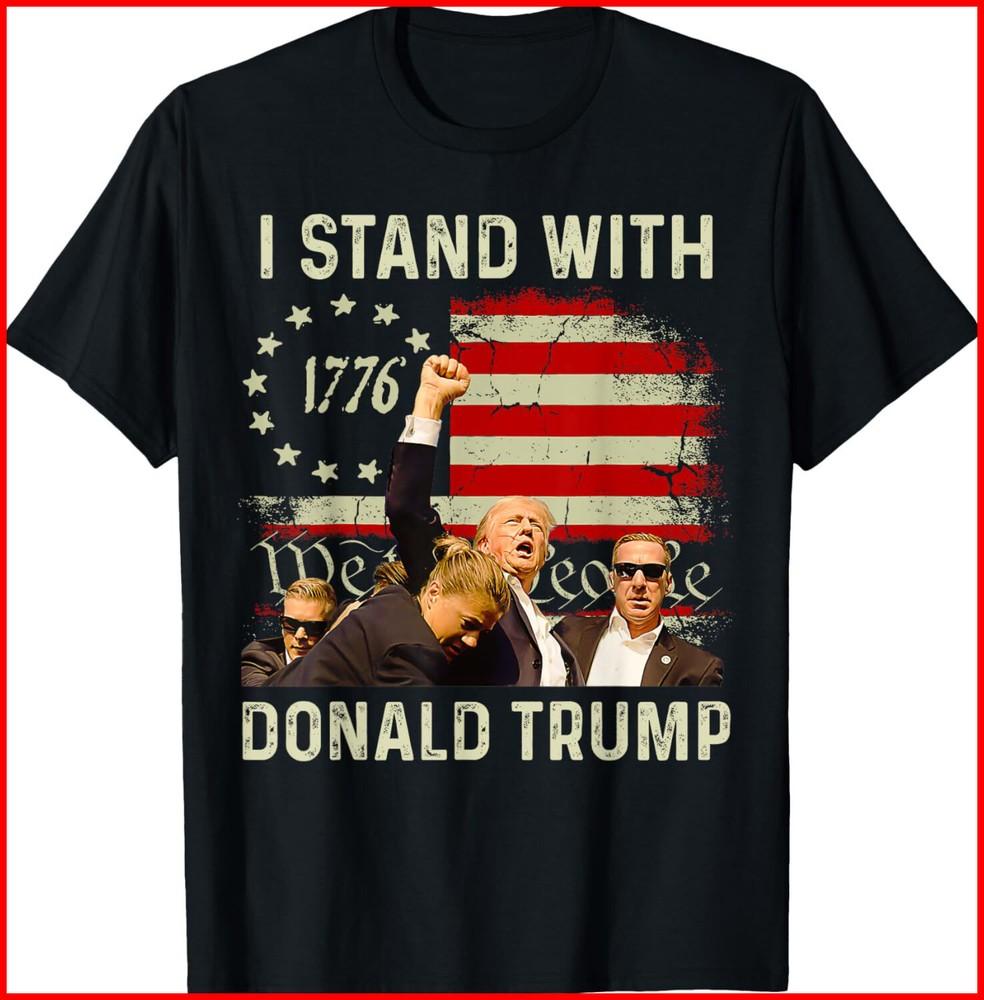 I Stand With Trump Funny Trump 2024 black TShirt S5XL Unisex T-Shirt XL