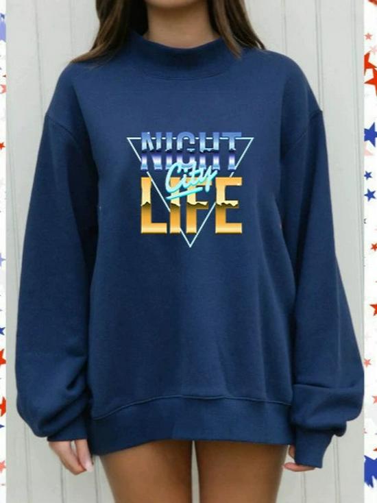 European Size Women's Autumn Loose Fit Hoodie with Heat Transfer Print